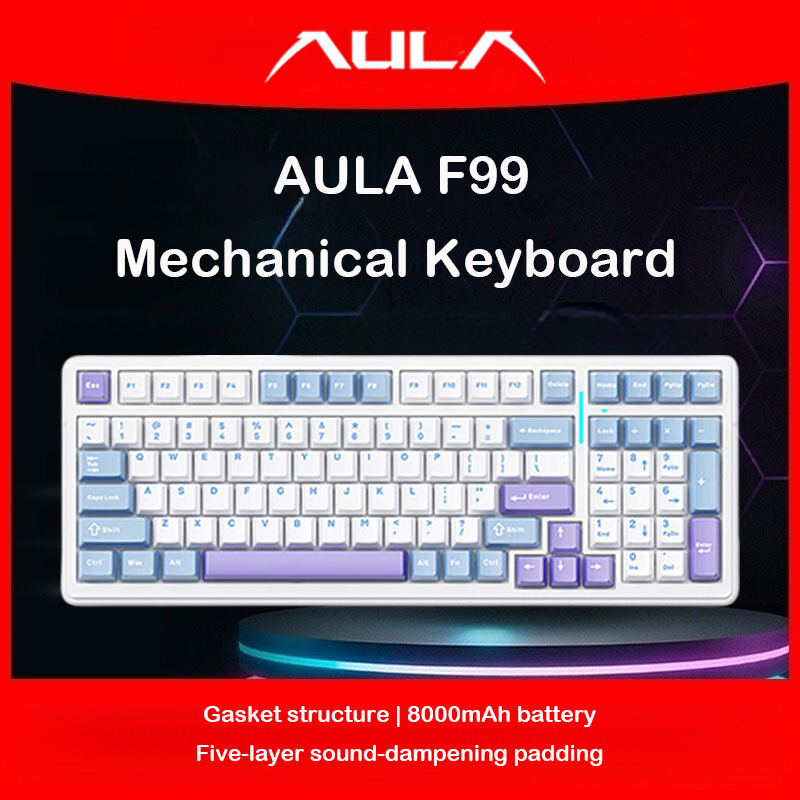 Gaming Keyboard No Rgb - Teclado Mecânico AULA F99, Modo Triplo