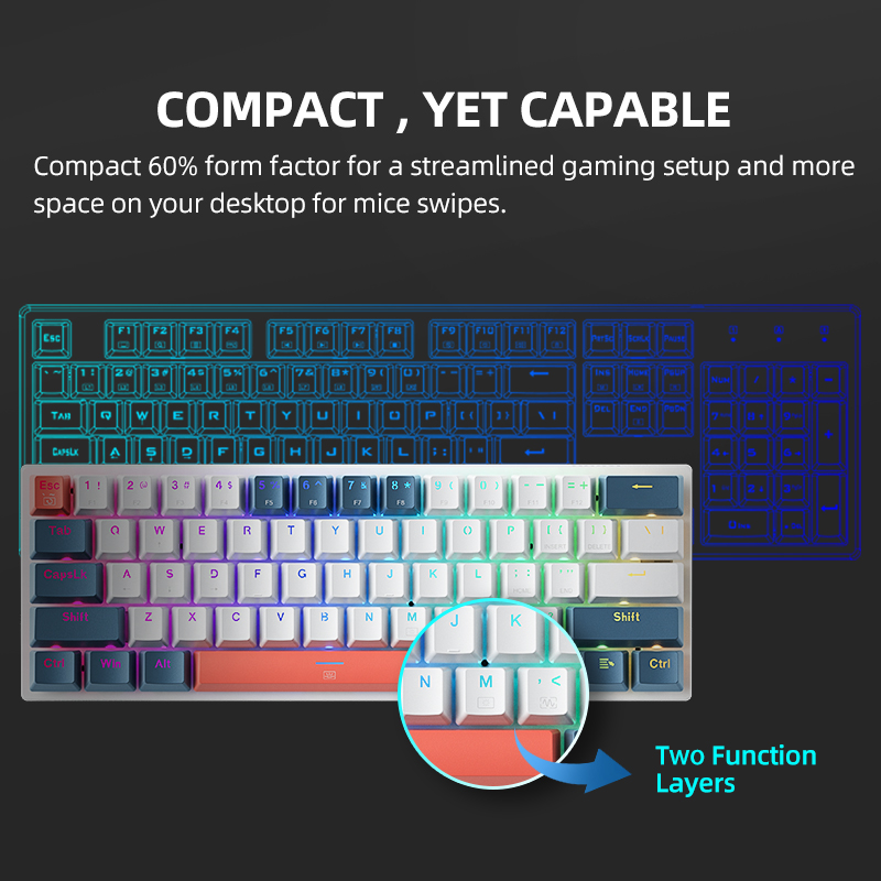 K500-B61achenike Mini Keybaord - Keyboard Gaming Blue Switch avaliação e preço